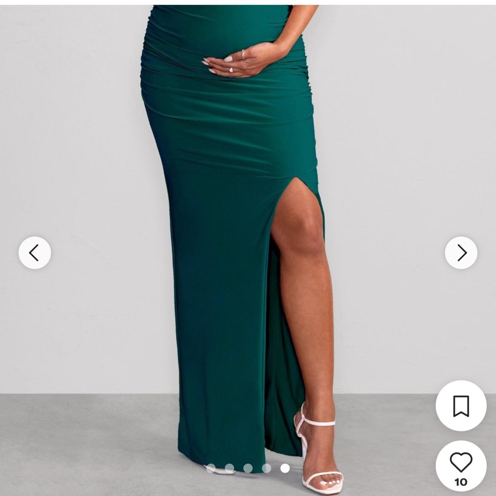 Avril-Bottle Green Square Neck Maternity Maxi Dress (Club L London) - Picture 7 of 9